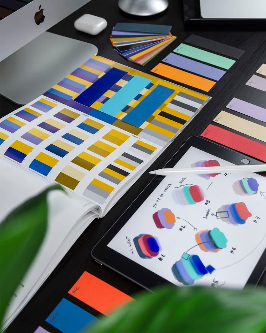 Design system components displayed on a workstation