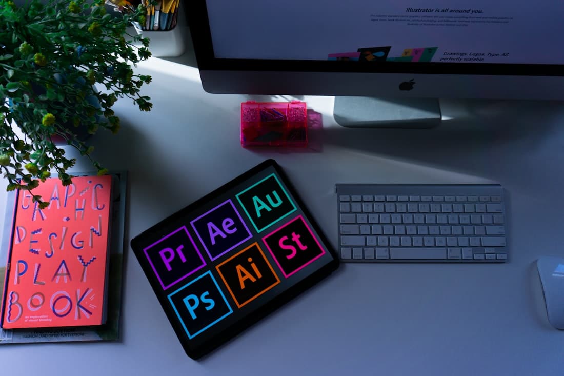 Brand identity design system laid out across print materials