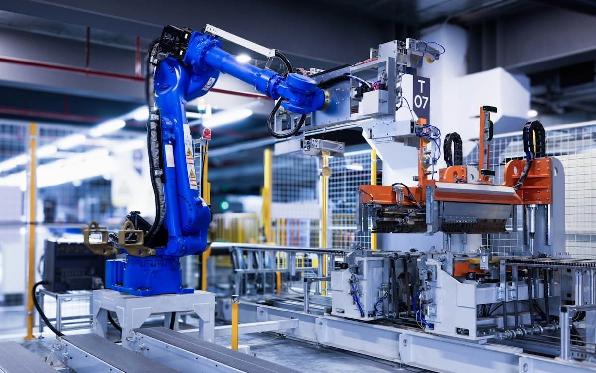 Automated smart factory production line with robotic systems